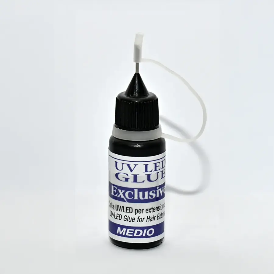 Colla UV LED nera Exclusive per extension su capelli scuri e mori.