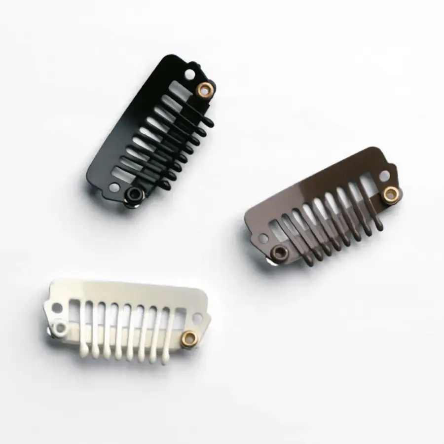 Clip di ricambio in metallo per extension capelli colori nero marrone e biondo con grip silicone